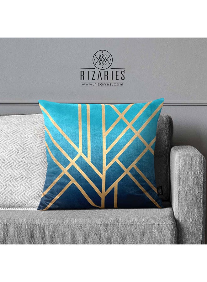 RIZARIES Super Soft Teal Art Deco Throw Cushion - Image 1
