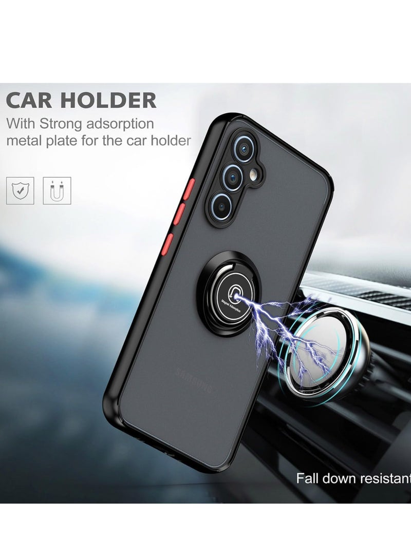 BORTONY Samsung Galaxy S25 Case Cover Rotational Metal Ring Kickstand Cover Shockproof Bumper Matte Finish Case Magnetic Car Mount Cover For Samsung Galaxy S25 - Image 3