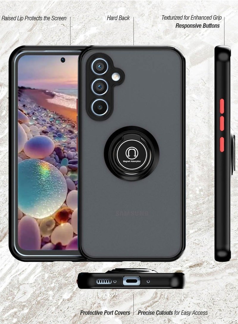 BORTONY Samsung Galaxy S25 Case Cover Rotational Metal Ring Kickstand Cover Shockproof Bumper Matte Finish Case Magnetic Car Mount Cover For Samsung Galaxy S25 - Image 4