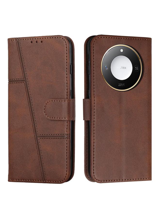 اس-توب جراب هاتف Honor X60 / X9c من الجلد الصناعي بخياطة ذكية ومشبك من جلد العجل - Image 1