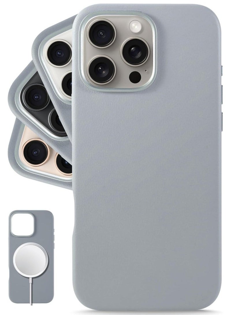 ELTRAZONE Classic European Leather Phone Case for iPhone 16 Pro – Gladius/Grey, Smoothens & Softens Over Time, Compatible with MagSafe
