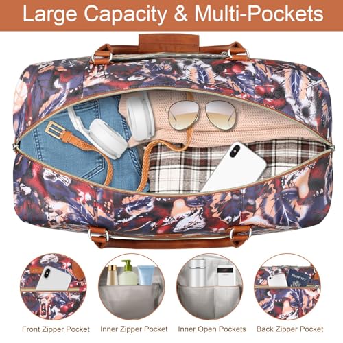 ITIEZY Weekender Bag for Women, Travel Duffel Bag Carry On Overnight Bag with Shoe Compartment Large Nylon Travel Weekend Tote Bag - Image 4