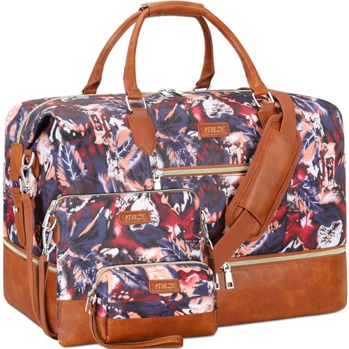 ITIEZY Weekender Bag for Women, Travel Duffel Bag Carry On Overnight Bag with Shoe Compartment Large Nylon Travel Weekend Tote Bag - Image 1