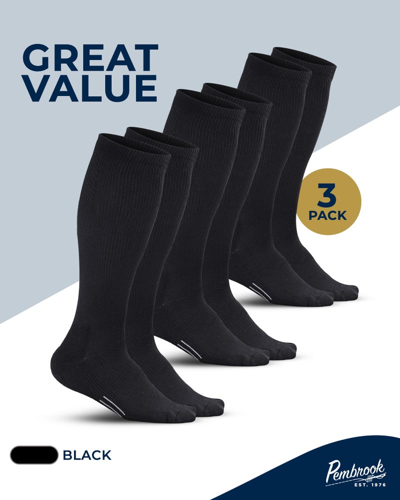 Pembrook Compression Socks for Men - 3 Pack | Graduated Compression Travel, Athletic, Work Socks | Support Socks for Men Black - Image 5