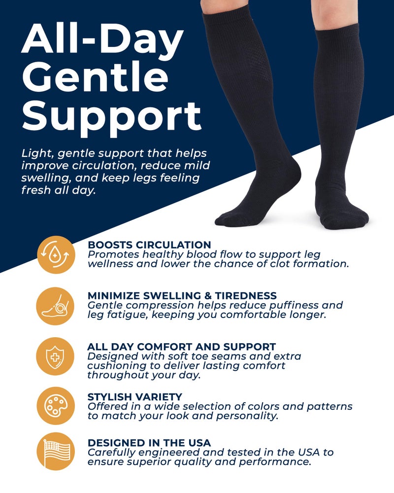 Pembrook Compression Socks for Men - 3 Pack | Graduated Compression Travel, Athletic, Work Socks | Support Socks for Men Black - Image 2