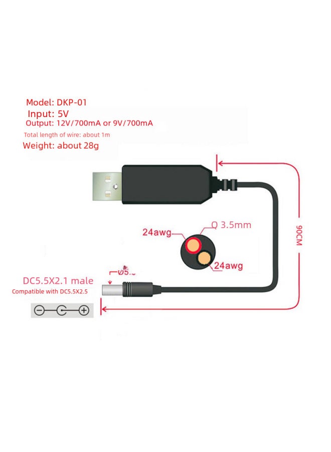Deek-Robot Usb Boost Line Mobile Power 5v Boost 9v12v Module 5v To 12v Line 1a Power Line Dkp-01 - Image 2