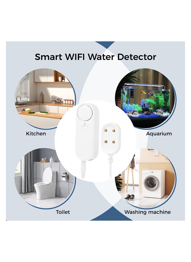 KASTWAVE - WiFi Water Alarm Leak Detector Smart Water Sensor Alarms with Double Sided Probe Remote App Monitoring 100dB Loud Alarm Sound AAA Battery Powered (Not Include) - Image 1
