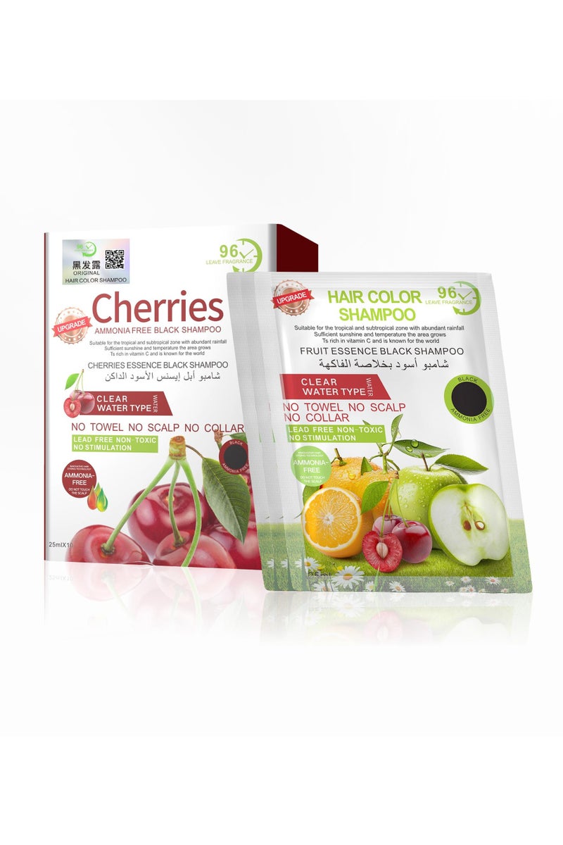 upgrade 96 cherries Ammonia-free Dye Shampoo black Color Sachet pack of 25ml x 10 - Image 1