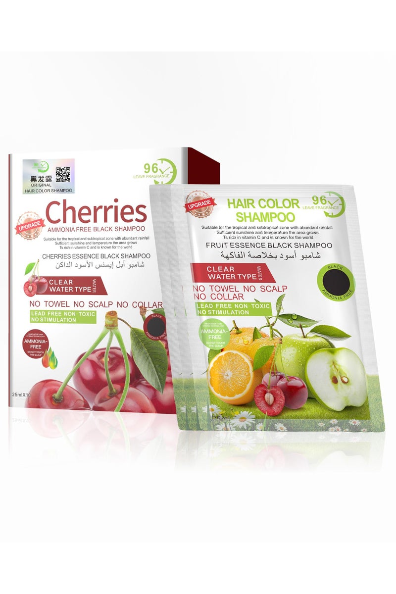 upgrade 96 cherries Ammonia-free Dye Shampoo black Color Sachet pack of 25ml x 10 - Image 2