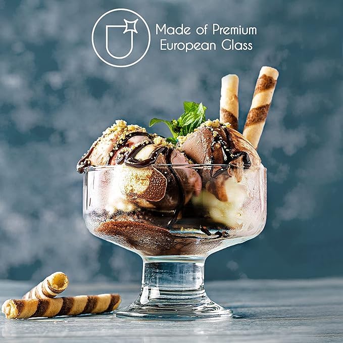 Toxen Glass Ice Cream Bowl Set Glass Dessert Cups for Trifle Parfait Sundae and Nuts LeadFree Footed Dessert Cups Clear Glass Fruit Parfait Cups Set 120ml Pack of 6 - Image 4