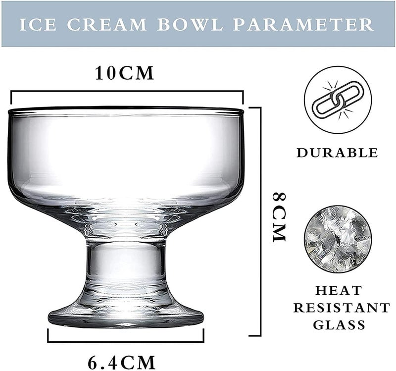 Toxen Glass Ice Cream Bowl Set Glass Dessert Cups for Trifle Parfait Sundae and Nuts LeadFree Footed Dessert Cups Clear Glass Fruit Parfait Cups Set 120ml Pack of 6 - Image 3