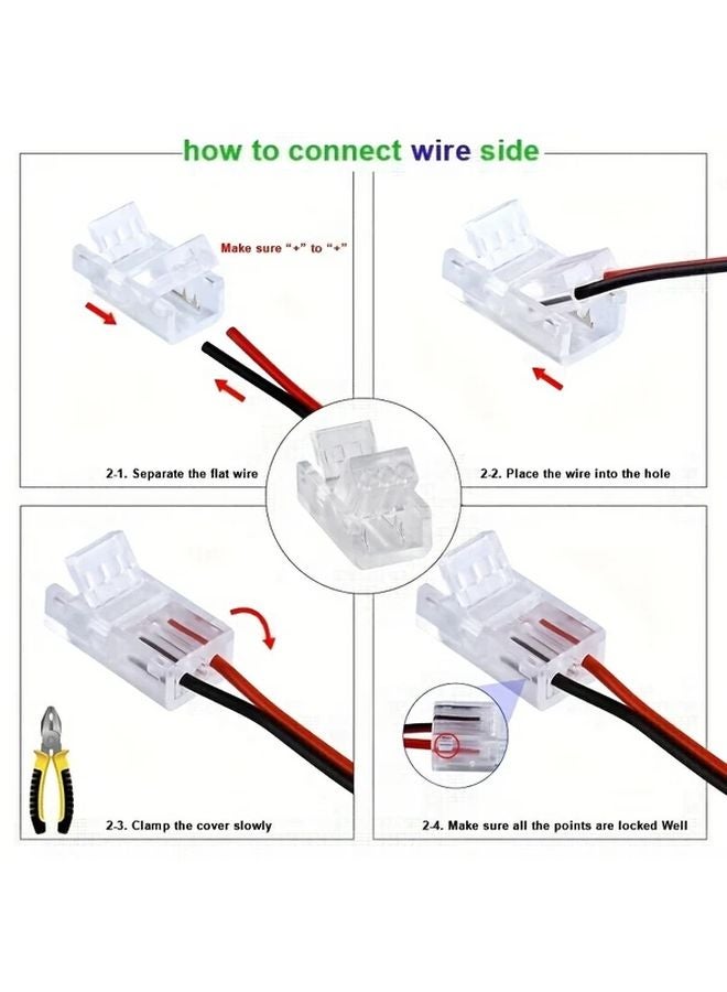 16 قطعة موصلات شريط LED ذات دبوسين بدون لحام، موصل سلك الطاقة لشريط LED PCB - Image 5