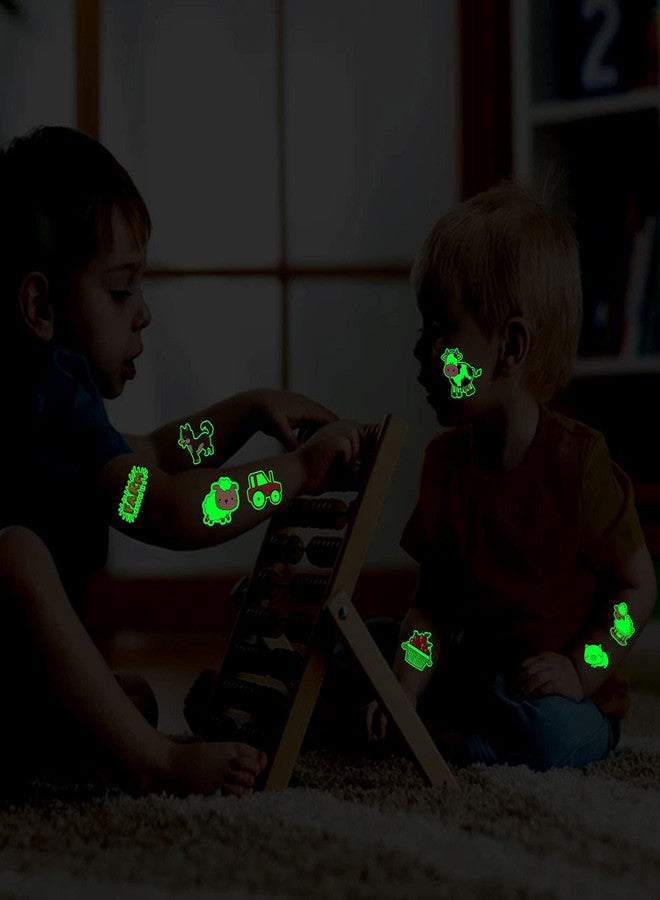 Partywind 165 Styles Glow Farm Animal Birthday Party Supplies Temporary Tattoos for Kids, Luminous Farm Party Decorations Favors, Glow Farm Tattoos Stickers Featuring Cow Horse Pig - Image 5