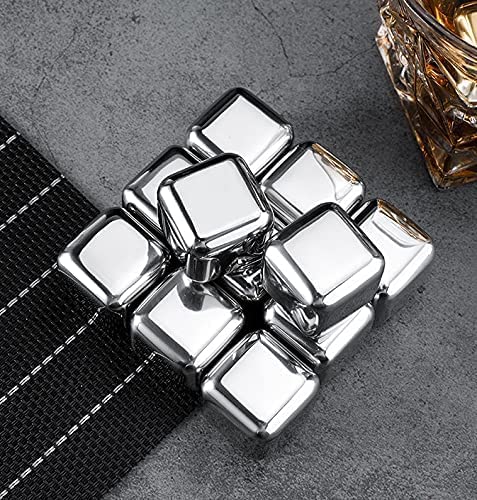 Homava 6 PCS Whiskey Stones Stainless Steel Ice Cubes Reusable Chilling Whiskey Rocks for Drinks with Tongs Freezer Storage Tray for Whiskey Wine Beverage Gift Sets for Men - Image 3