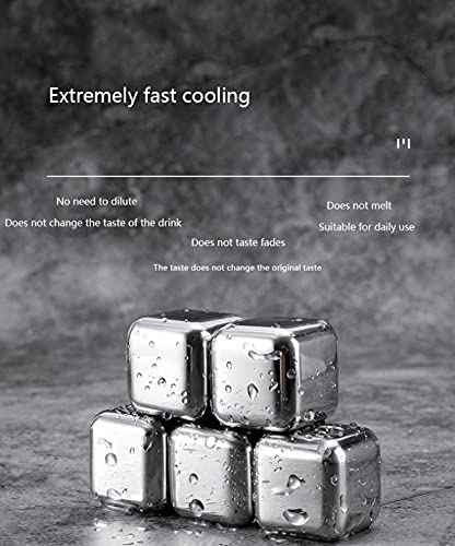 Homava 6 PCS Whiskey Stones Stainless Steel Ice Cubes Reusable Chilling Whiskey Rocks for Drinks with Tongs Freezer Storage Tray for Whiskey Wine Beverage Gift Sets for Men - Image 4