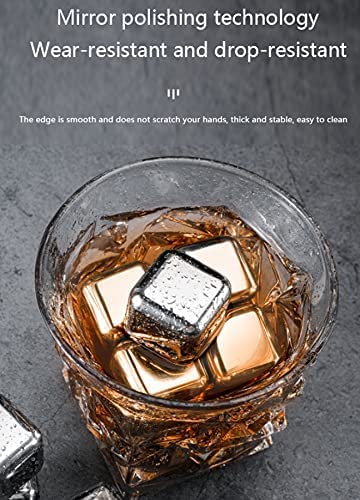 Homava 6 PCS Whiskey Stones Stainless Steel Ice Cubes Reusable Chilling Whiskey Rocks for Drinks with Tongs Freezer Storage Tray for Whiskey Wine Beverage Gift Sets for Men - Image 5