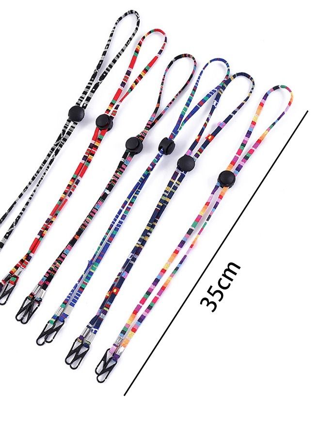 6 قطع ملونة قابلة للتعديل طول قناع الوجه حزام حامل الحبل ، وتخفيف ضغط الأذن وغطاء واقي للوجه وحبل الأذن مع أنماط ممتعة (مزيج الألوان) - Image 2