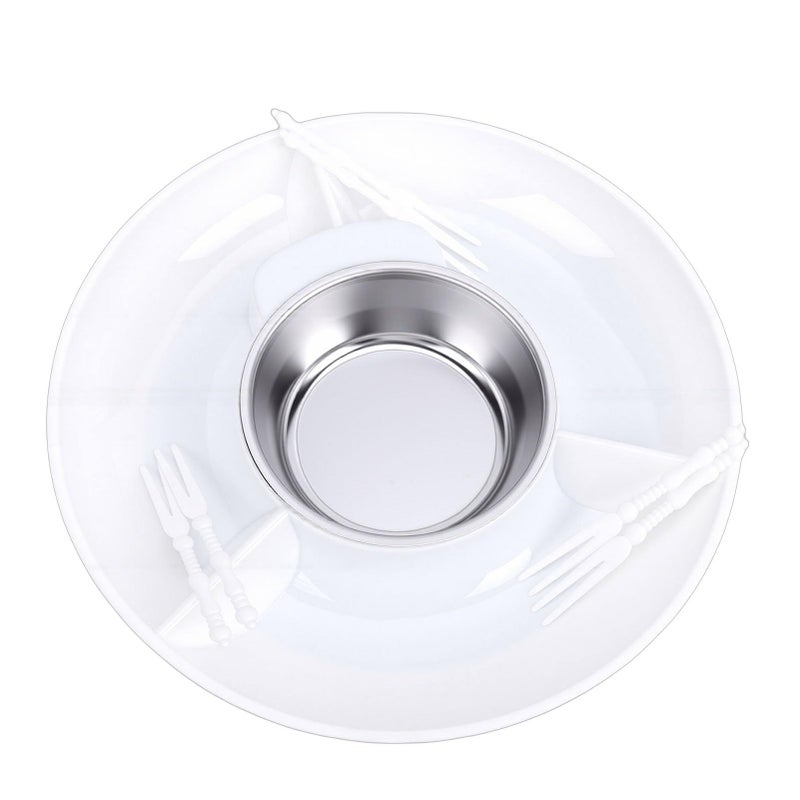 طقم وعاء فوندو كهربائي Zerodis مع وعاء لذوبان الشوكولاتة و10 أسياخ، قابس أمريكي - Image 4