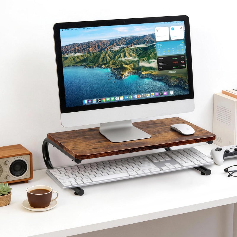 ARCOBIS Monitor Riser for Desk, Wood & Metal Computer Monitor Stand, Laptop, PC, Printer Stand Riser, Rustic Brown - Image 1