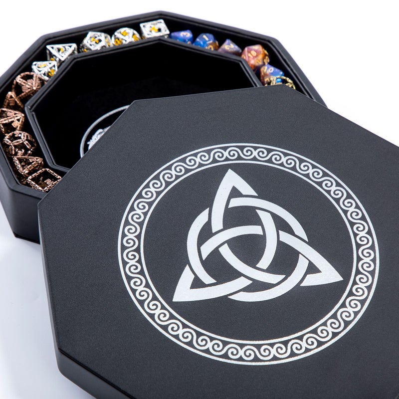 Soar Forge DND Dice Tray Premium 8 Inch Tray Dungeons and Dragons Exquisitely Detailed Silver World Tree Triquetra Design Perfect Rolling Box Storage to Protect Your Dice for DD and RPG - Image 4
