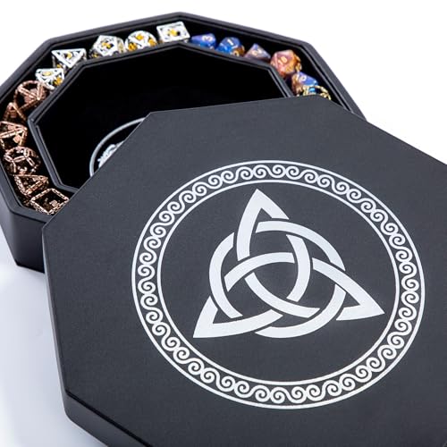 Soar Forge DND Dice Tray Premium 8 Inch Tray Dungeons and Dragons Exquisitely Detailed Silver World Tree Triquetra Design Perfect Rolling Box Storage to Protect Your Dice for DD and RPG - Image 1