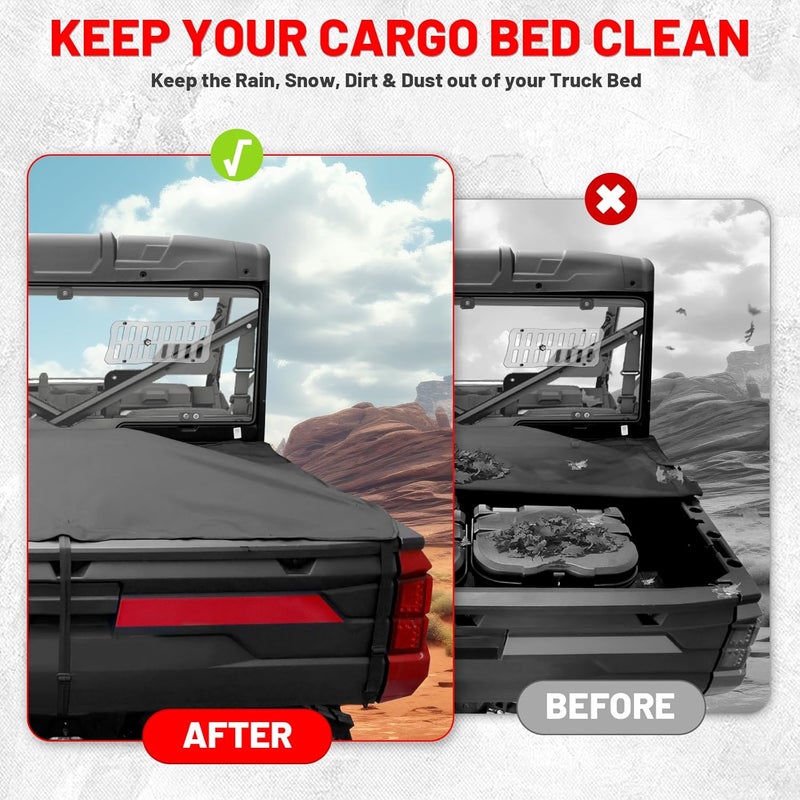 StarknightMT Waterproof UTV Tonneau Cover for Polaris Ranger 1000/XP 1000/Crew (2020-2025) - Image 3