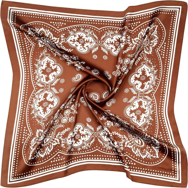 AOLIGE Scarf Satin Square Neck hair scarfs for Women 27" x 27" - Image 1