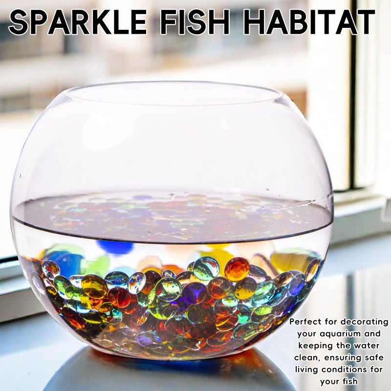 Meschett 1 LB Mix Color Glass Beads, Mini Flat Glass Marbles~150PCS for Vase Fillers, Floral Bottom Mancala Gems Pebbles Fish Tank Rocks for Table Scatter Aquarium,Home Decorative Art Craft Supplies(0.5"~0.7") - Image 4