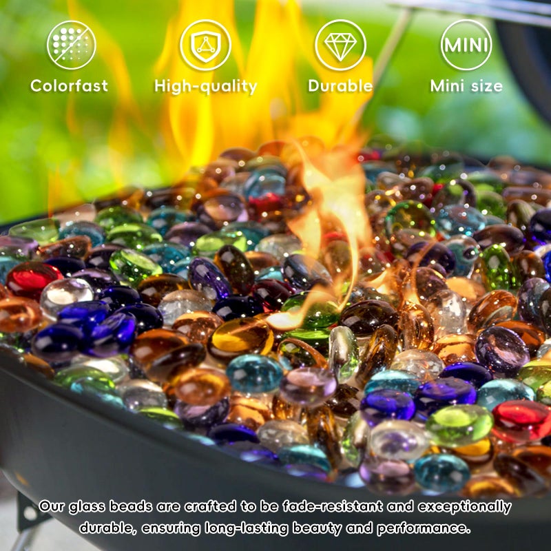Meschett 1 LB Mix Color Glass Beads, Mini Flat Glass Marbles~150PCS for Vase Fillers, Floral Bottom Mancala Gems Pebbles Fish Tank Rocks for Table Scatter Aquarium,Home Decorative Art Craft Supplies(0.5"~0.7") - Image 5