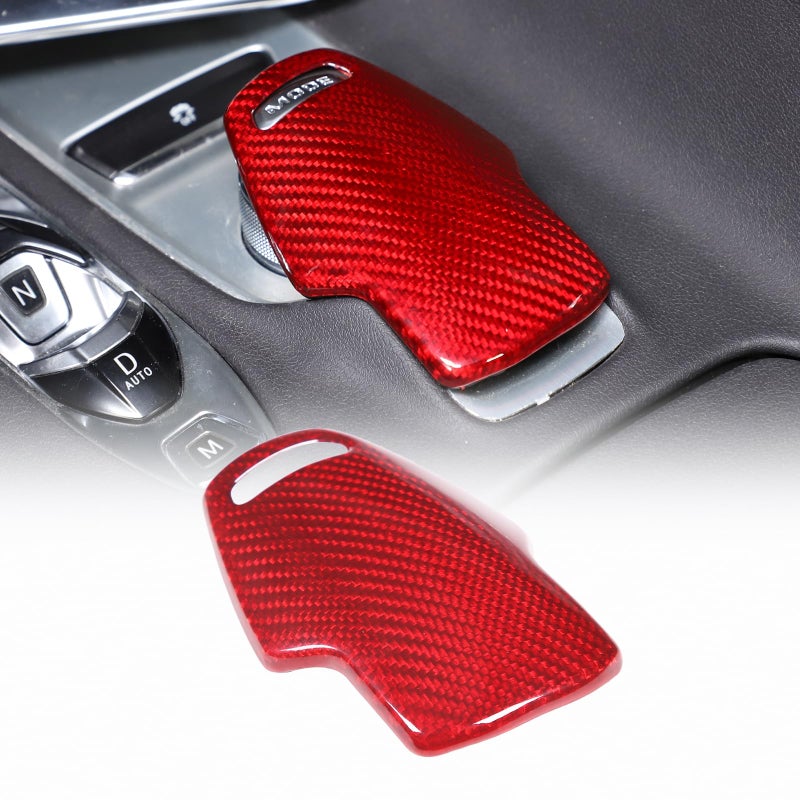 Gear Shift Knob Head Cover Compatible with Corvette C8 Z06 Z51 2020 2021 2022 2023 Carbon Fiber Mode Selector Knob Cover Drive Mode Switch Knob Cover C8 Accessories carbon fiber pattern red