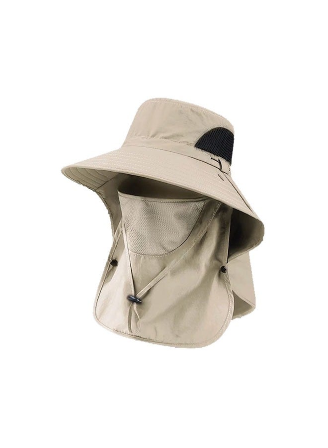 Unisex Sun Hat UPF 50+ Outdoor Wide Brim Fishing Hat With Detachable Face Cover & Neck Flap(Khaki) - Image 1