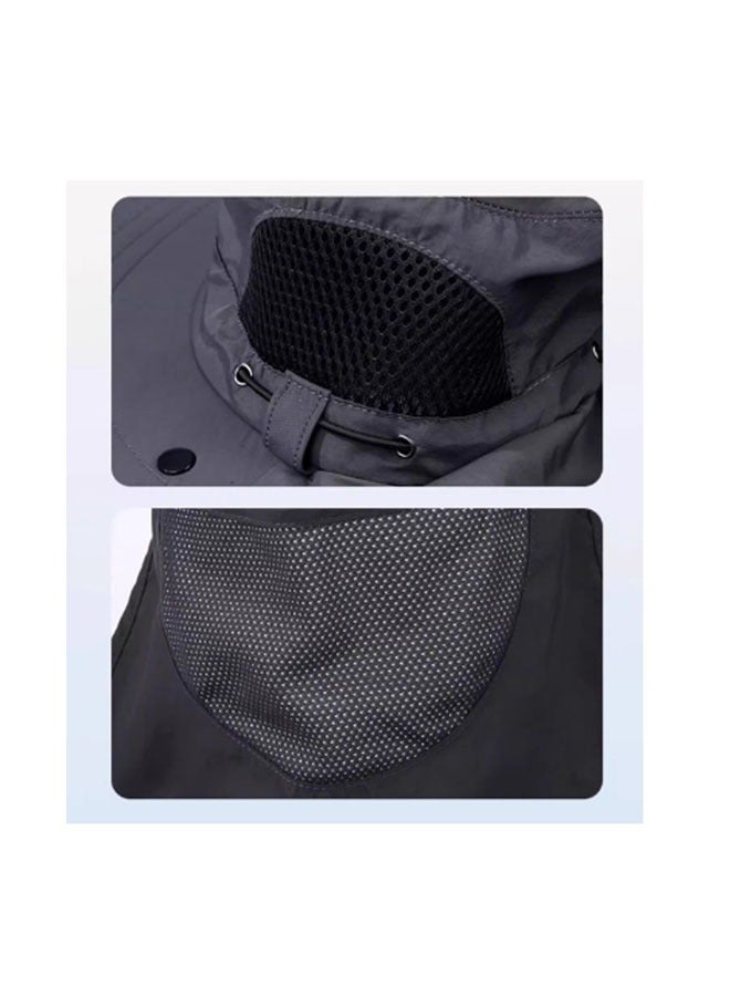 Unisex Sun Hat UPF 50+ Outdoor Wide Brim Fishing Hat With Detachable Face Cover & Neck Flap(Khaki) - Image 4