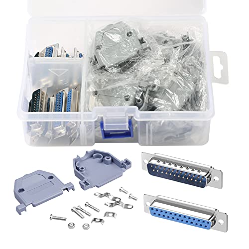 ANMBEST DB25 Solder Connector, 25PIN RS232 Terminal Adapter Breakout Board with Case Assortment Kit(5PCS Male + 5PCS Female) - Image 1