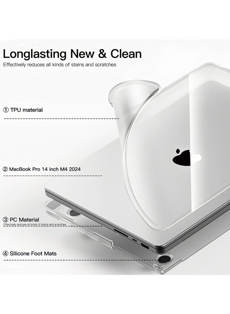 غطاء واقي متوافق مع MacBook Pro مقاس 14 بوصة (طرازات 2025-2021 مع شرائح M4/M3/M2/M1)، يتكون من غطاء أمامي ناعم من مادة TPU وغطاء خلفي صلب من البلاستيك، مصمم خصيصًا لجهاز MacBook Pro 14. - Image 4