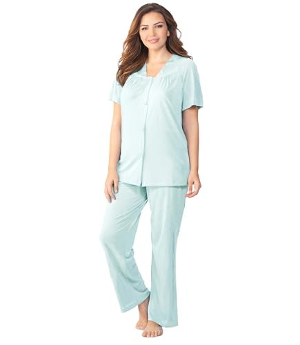 Exquisite Form Women's Plus Size Coloratura Sleepwear Short Sleeve Pajama Set 90807, Azure Mist, 2X - Image 5