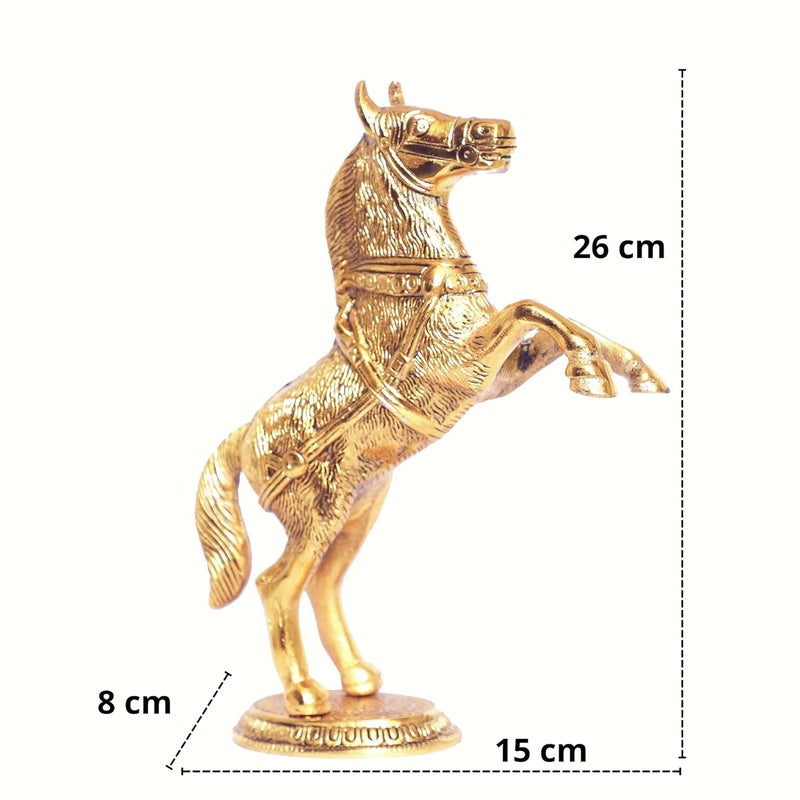 KridayKraft Jumping Horse Set Metal Statue For WealthIncomeShining And Bright FutureTable Top Figurine For Living RoomOfficeBedroomDecorativeFeng ShuiVanstuAnimal Showpiece FigurinesGold - Image 2