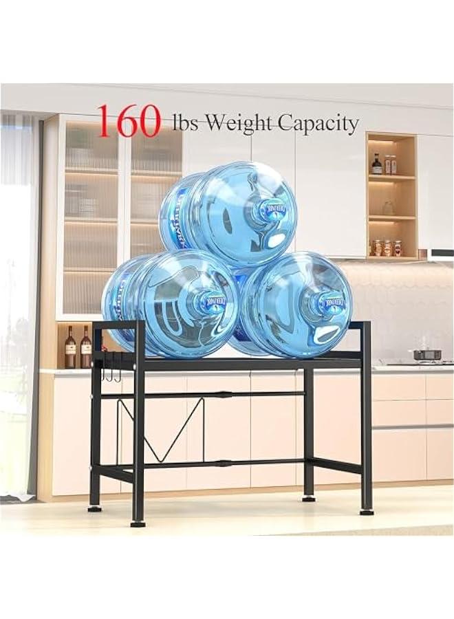 TRASSLE Extendable Microwave Oven Rack, Adjustable Microwave/Toaster Shelf Heavy Duty Stand Kitchen Counter Top Organizer, 2 Tier with 6 Hooks - Image 5
