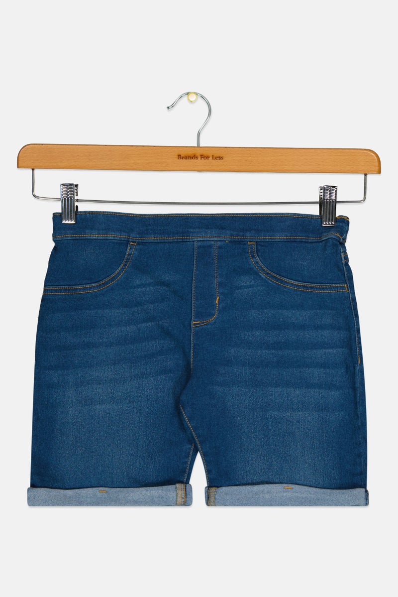 Levi's Kids Girl Mid Rise Washed Denim Shorts, Blue - Image 2