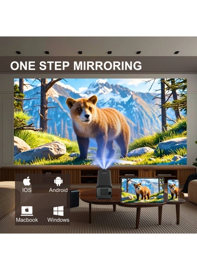 Mini 4K Smart Projector – Portable Home Theater, Wi-Fi & Bluetooth, Built-in Speaker, HDMI, LED Display