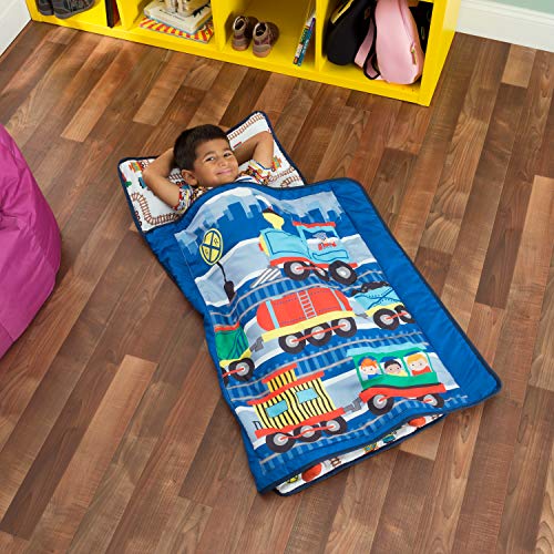 Everyday Kids Toddler Nap Mat with Removable Pillow -Choo Choo Train- Carry Handle with Fastening Straps Closure, - Image 1