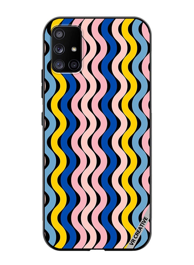 VR CREATIVE Protective Case Cover For Samsung Galaxy A51 5G Retro Vintage Waves Groove Design Multicolour - Image 1