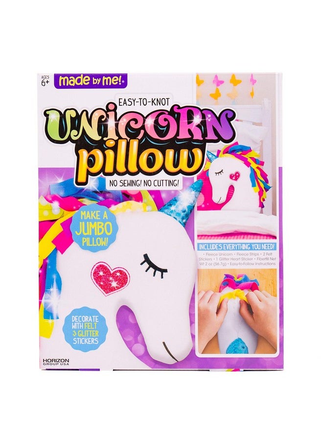 made by me Polyester Make Pillow By Horizon Group Usa Unicorn Shaped Diy Decorative Pillow. Fiberfill Glitter Stickers & Rainbow Fleece Strips Included. No Sewing Needed1 Ct (Pack Of 1) Multicolor  - Image 1