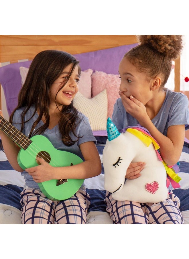 made by me Polyester Make Pillow By Horizon Group Usa Unicorn Shaped Diy Decorative Pillow. Fiberfill Glitter Stickers & Rainbow Fleece Strips Included. No Sewing Needed1 Ct (Pack Of 1) Multicolor  - Image 5