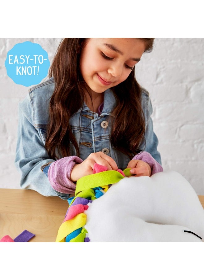 made by me Polyester Make Pillow By Horizon Group Usa Unicorn Shaped Diy Decorative Pillow. Fiberfill Glitter Stickers & Rainbow Fleece Strips Included. No Sewing Needed1 Ct (Pack Of 1) Multicolor  - Image 4