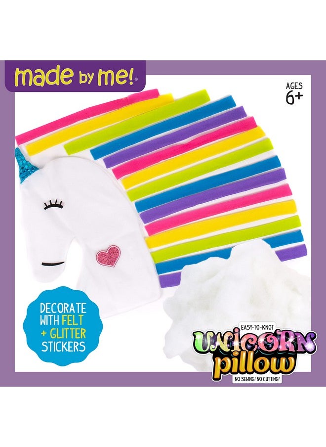 made by me Polyester Make Pillow By Horizon Group Usa Unicorn Shaped Diy Decorative Pillow. Fiberfill Glitter Stickers & Rainbow Fleece Strips Included. No Sewing Needed1 Ct (Pack Of 1) Multicolor  - Image 3