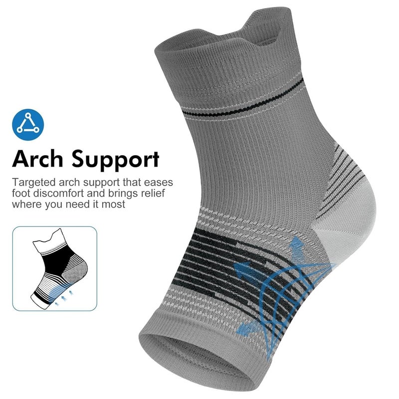 PAPLUS Plantar Fasciitis Sock (6 Pairs) for Men and Women, Compression Foot Sleeves with Arch and Ankle Support (Black, Gray, White, Large) - Image 5