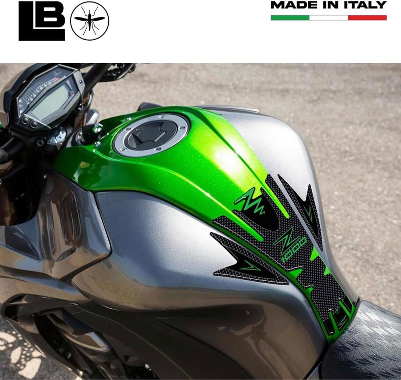 labelbike 3D Sticker Motorcycle Tank Pad for Kawasaki Z1000 (2010-2013) - Carbon Black Green - Image 3