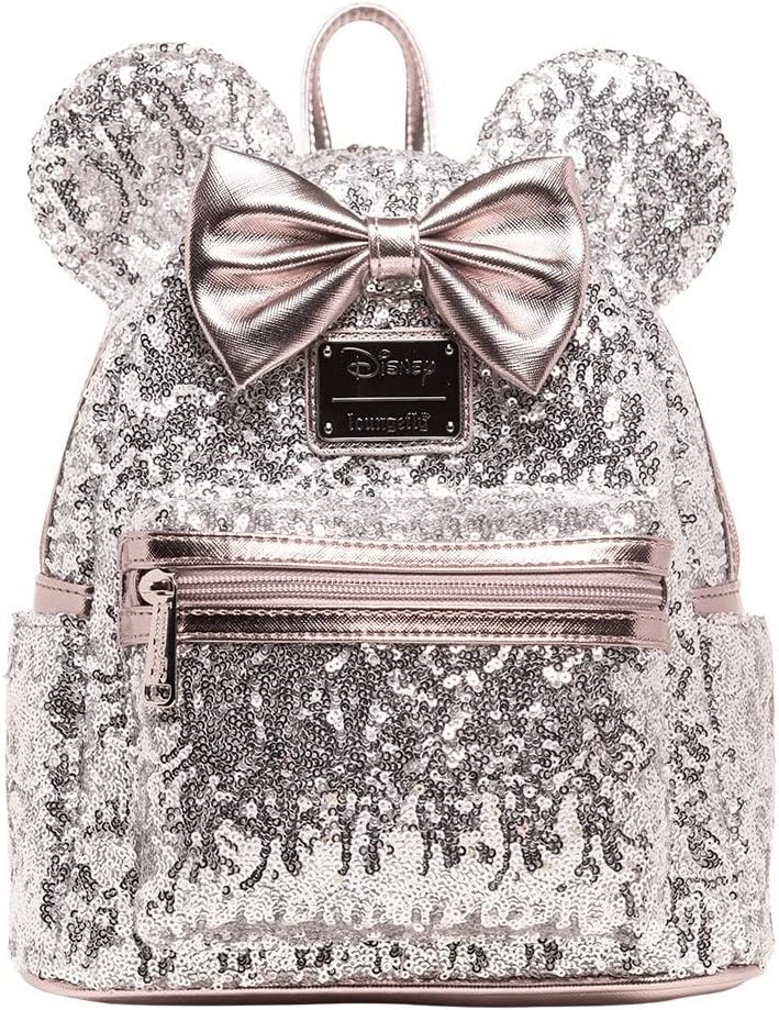 Loungefly Loungefly Disney Minnie Mouse Silver Sequin Mini Backpack - Image 1