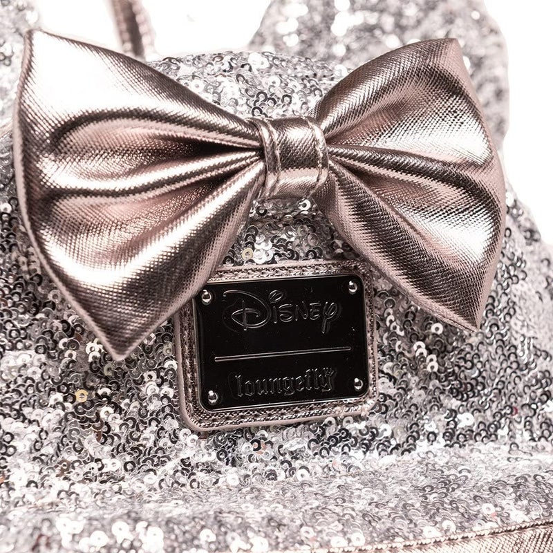 Loungefly Loungefly Disney Minnie Mouse Silver Sequin Mini Backpack - Image 4
