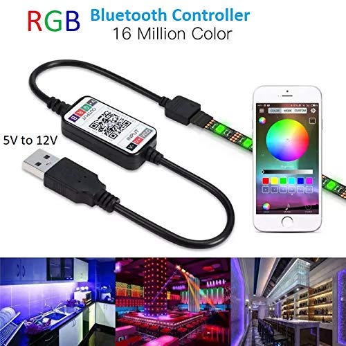 Protium Bluetooth RGB Controller for LE Strips (USB powered), Android and iOS Free App Smart LED Strip Light Controller (strip light not included) - Image 2